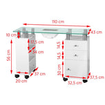 Glass desk with 013B with dust absorber 013B white