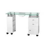 Glass desk with 013B with dust absorber 013B white