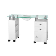 Glass desk with 013B with dust absorber 013B white
