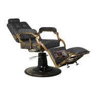 Fauteuil barbier Gabbiano Boss Vieux cuir noir