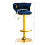 4Rico barkruk QS-B313a marineblauw fluweel