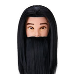 Gabbiano WZ4 training head with beard, synthetic hair, color 1#, length 8"+6"
