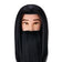 Gabbiano WZ4 training head with beard, synthetic hair, color 1#, length 8"+6"