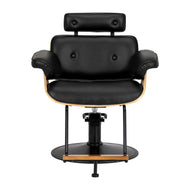 Hairdressing chair Gabbiano Florencja in black and walnut with a black base