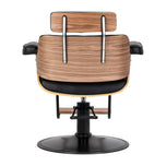 Hairdressing chair Gabbiano Florencja in black and walnut with a black base